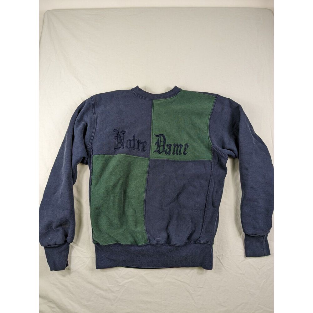 Vintage Notre Dame Sweatshirt IVY League Fighting Irish Varsity Color Block M - Picture 1 of 10